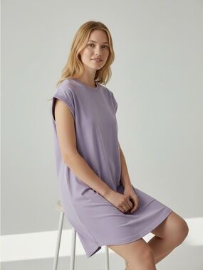 Eileen Fisher Light purple Cap-Sleeve Crewneck Top
